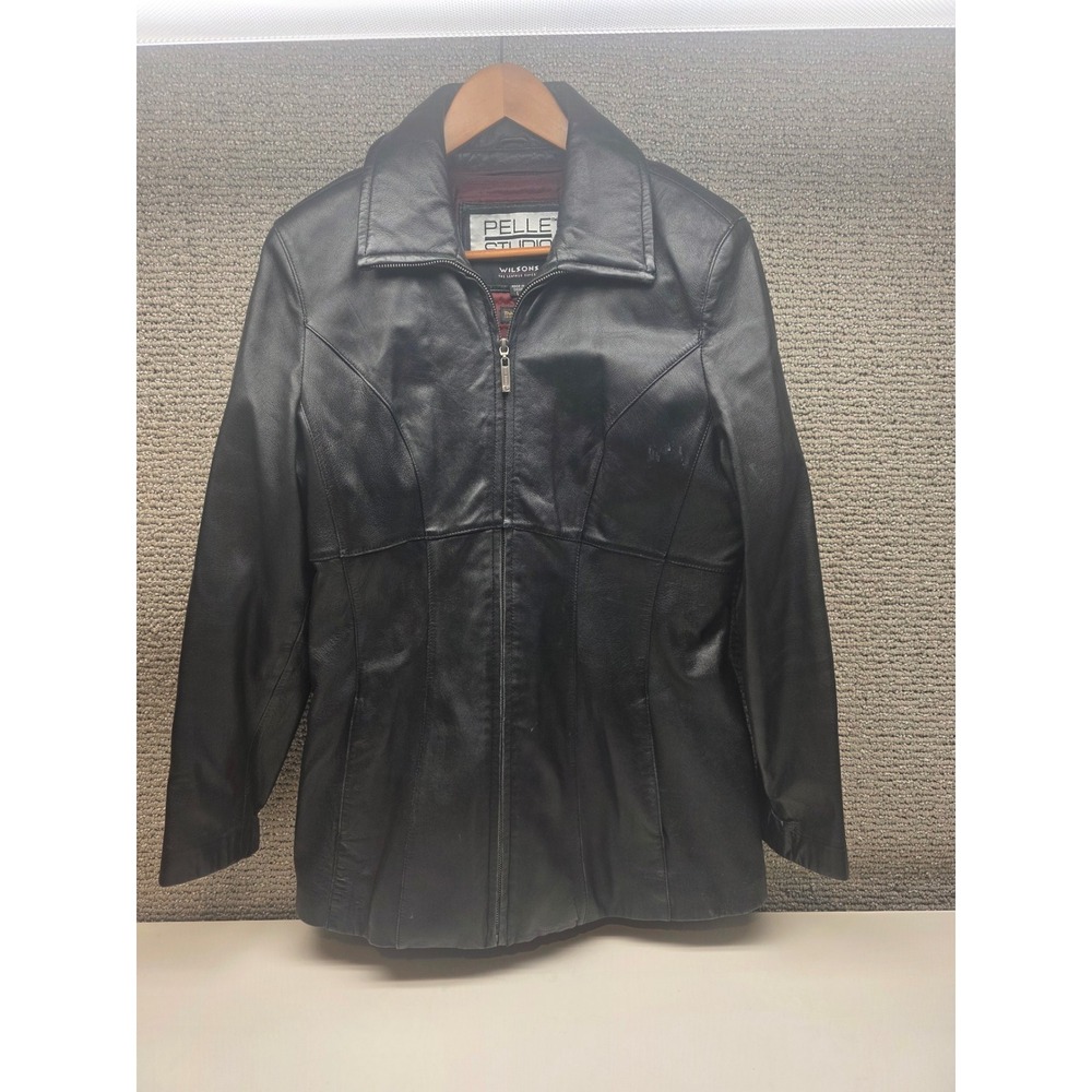 Pelle Studio Wilsons Leather Jacket Womens Large Black Thinsulate Zip Up Coat